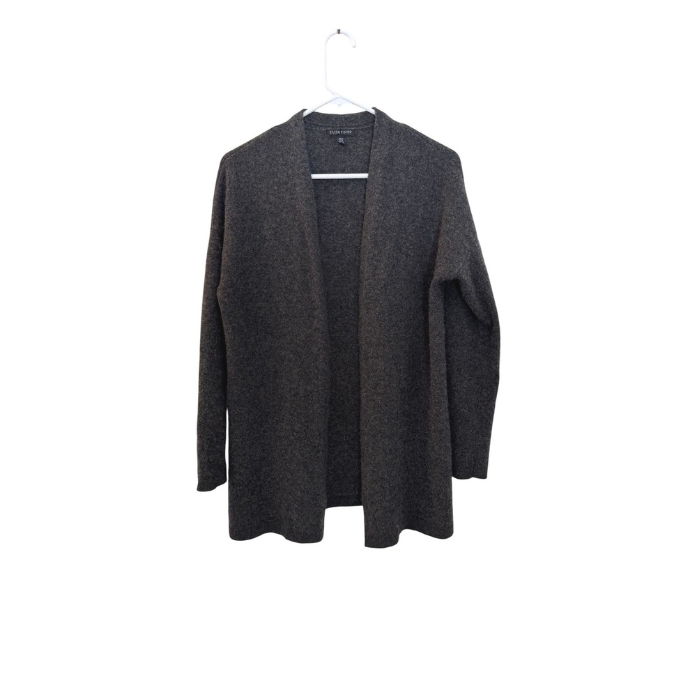 Eileen Fisher 100% Cashmere Open Front Cardigan‎ Charcoal Gray Medium